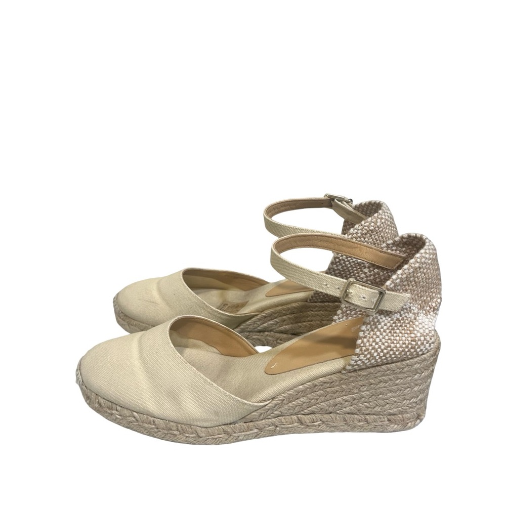 Castaner Cream Espadrille Wedge Sandals with Ankle Strap 40 US 9